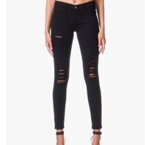 Frame Le skinny de Jeanne black distressed jeans